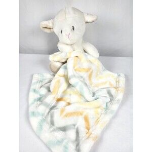 Little Miracles Plush Lamb Chevon Striped Lovey Security Blanket Hugging Holding